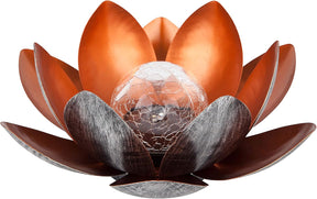 Dehner Lotus Solar Light - Silver Red Metal, Dusk Sensor