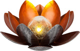 Dehner Lotus Solar Light - Silver Red Metal, Dusk Sensor