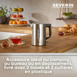 Severin Travel Kettle - Stainless steel, 0.5L capacity, dual voltage