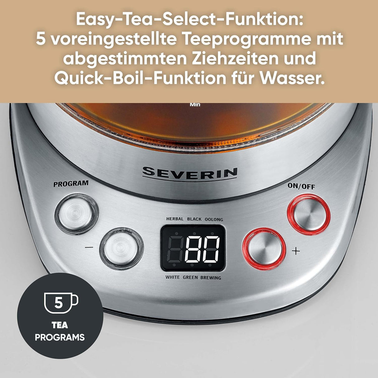 SEVERIN Glass Tea & Kettle Deluxe WK 3480 - 1.7L with Temperature Control
