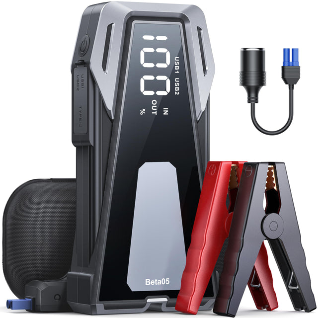 BuTure VAC Jump Starter Power Bank with LED lights and compact design