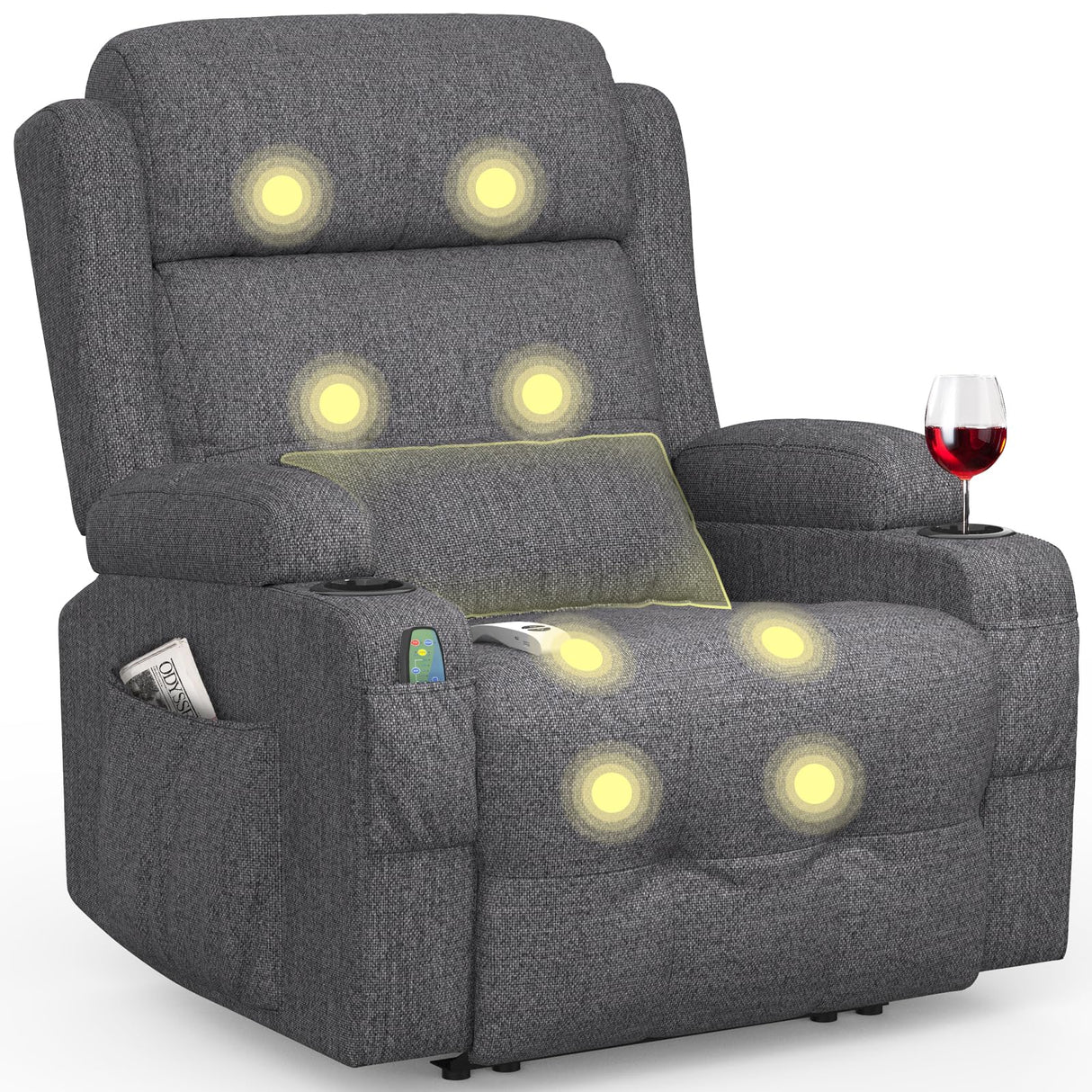BareTay Electric Recliner Chair with massage, heat, and extended footrest