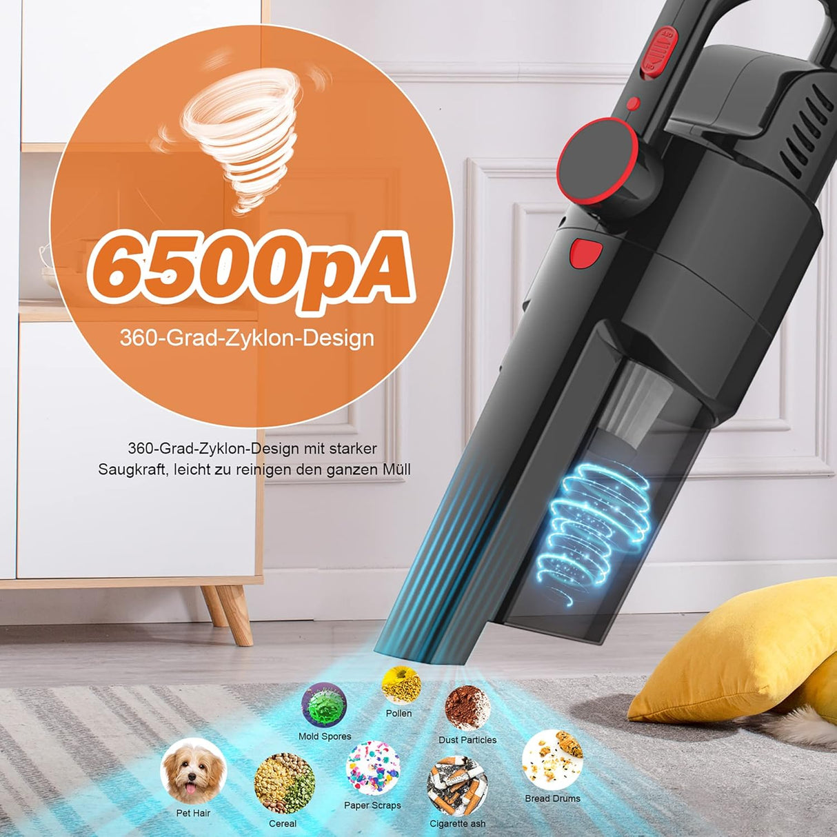 H933 Handheld Cordless Vacuum Cleaner - Black for Car and Home