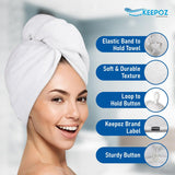 KEEPOZ 100% Cotton Quick Dry Super Absorbent Hair Turban - White