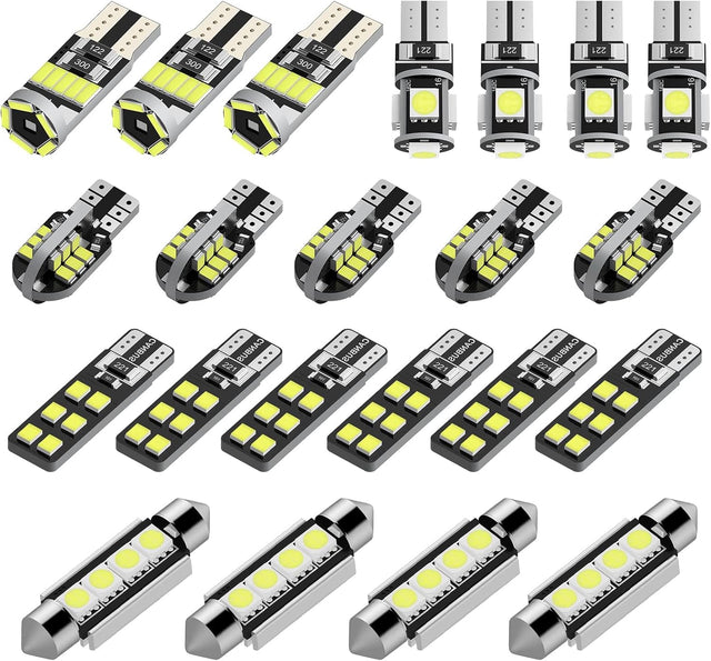Justech 22-Piece Can-Bus Error Free LED Interior Car Light Bulb Kit - Xenon-White