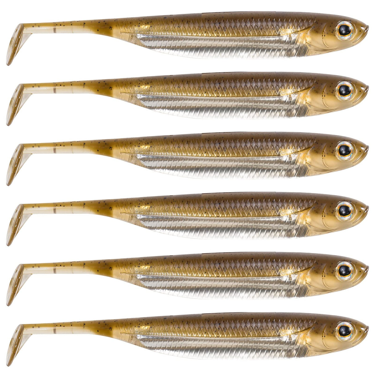 Dr.Fish Paddle Tail Swimbaits in blue color, showcasing realistic details and lifelike swimming action.