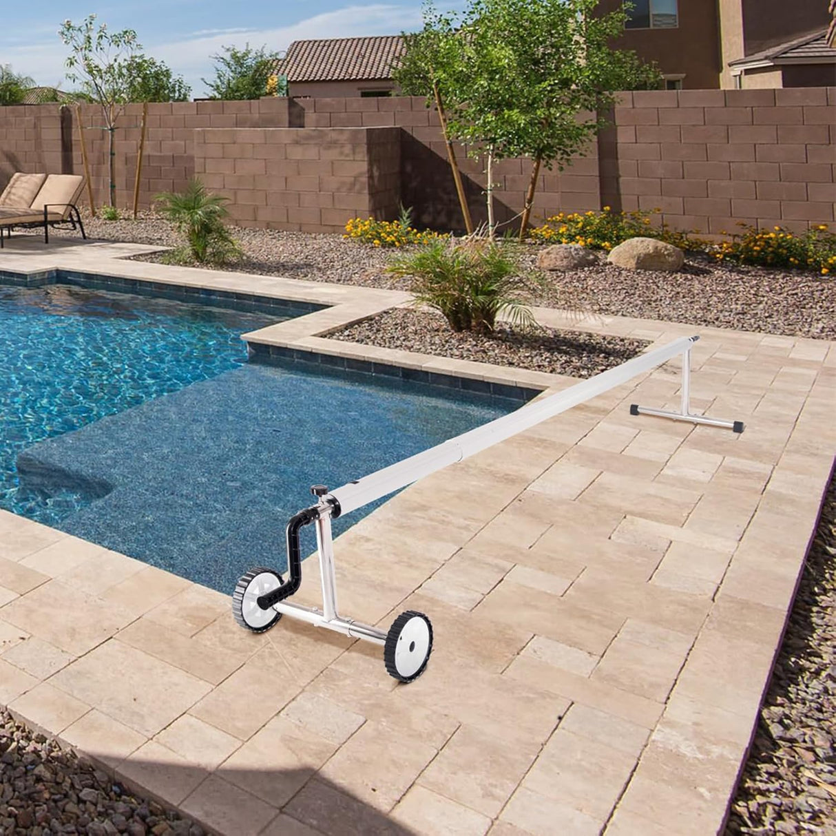 Costway Lightweight Removable Pool Cover Reel - Stainless Steel & Aluminum