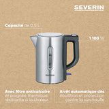 Severin Travel Kettle - Stainless steel, 0.5L capacity, dual voltage
