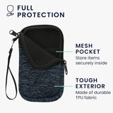 kwmobile Universal Neoprene Phone Pouch - Deep Ocean/Black with Zipper