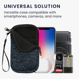 kwmobile Universal Neoprene Phone Pouch - Deep Ocean/Black with Zipper