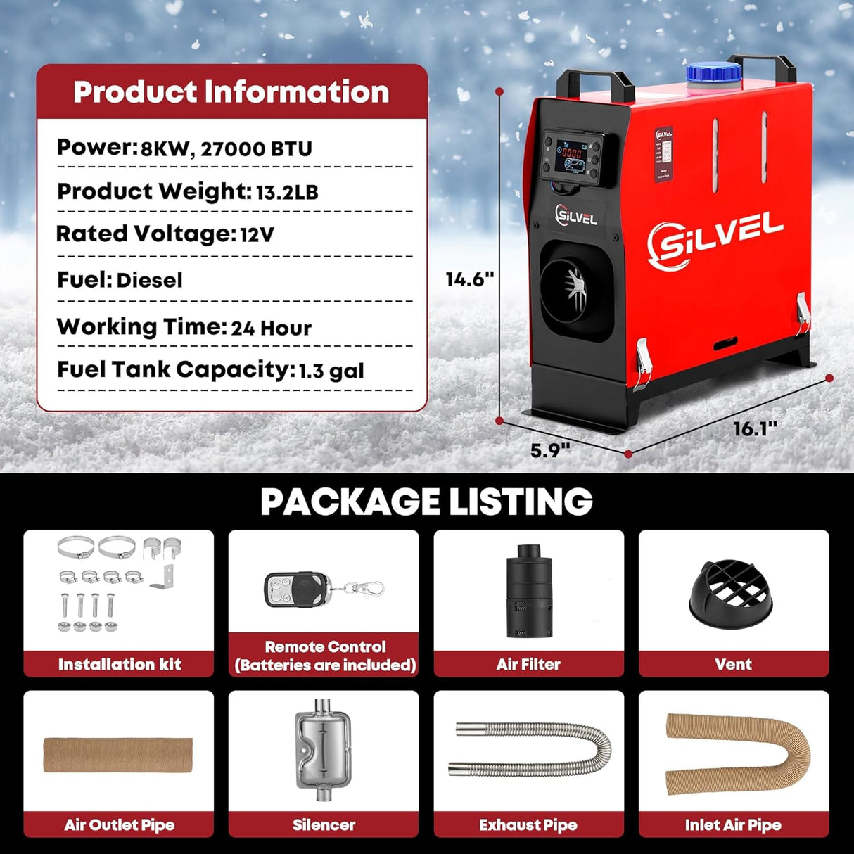 SILVEL Diesel Air Heater for Truck & Camper Vehicles