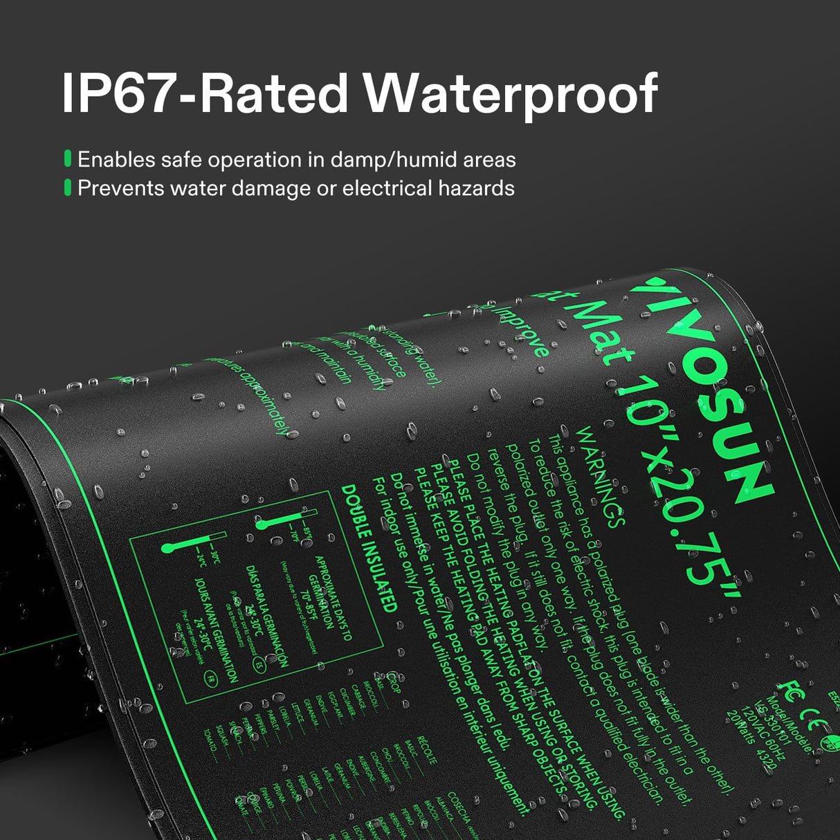VIVOSUN Seedling Heat Mat - 10" x 20.75" Waterproof