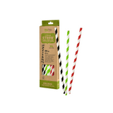 Biopak Paper Straws - Green, Red, Black mix, 20cm