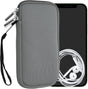 kwmobile Neoprene Phone Pouch - Stone Dust with Zipper and Wrist Strap
