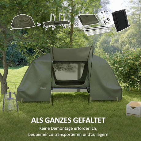 Outsunny Camping Cot Elevated Tent with Bag Green 215x80x125 cm