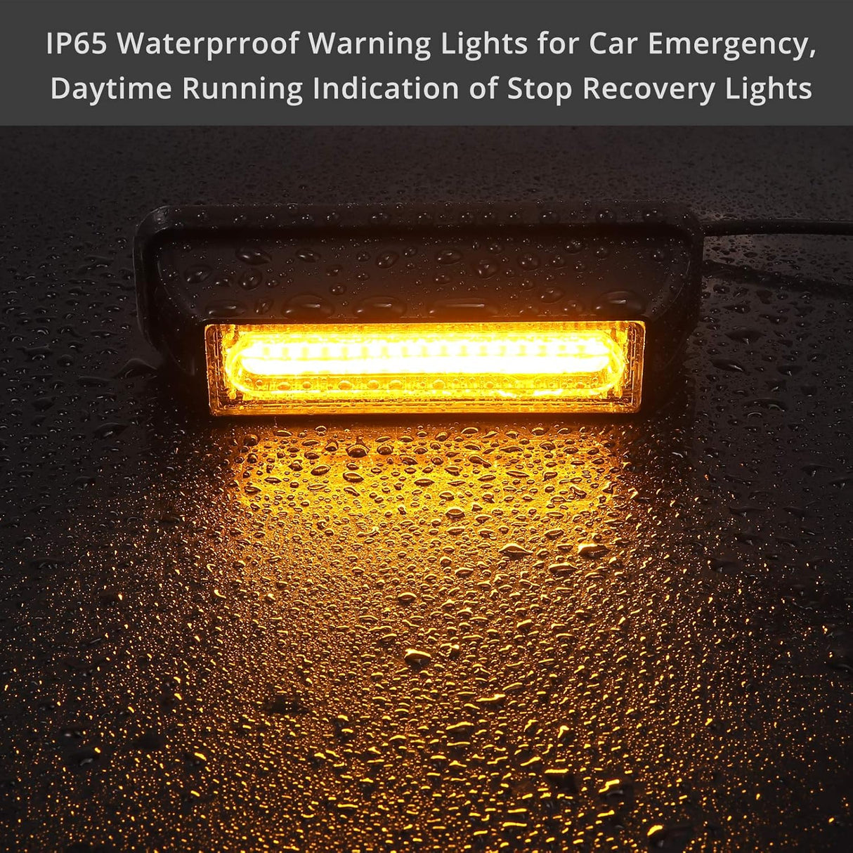 Justech 9CM COB Amber Strobe Flashing Hazard Warning Lights - Universal 12V 24V