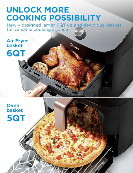 Midea 11L Dual Zone Air Fryer Oven - Wi-Fi Alexa Smart Connectivity