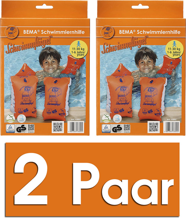 BEMA Original Orange Arm Bands for children, size 0, designed for ages 1-6 years.