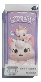 Club Book Store Lovely Cat Pencil Case - Pink & Lavender Colors