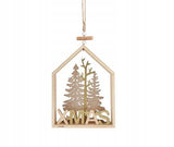 eJuliana Wooden House Christmas Decor with Fir Trees