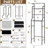 SUSUZI 3-Tier Over Toilet Storage Shelf Metal Bathroom Organizer Black