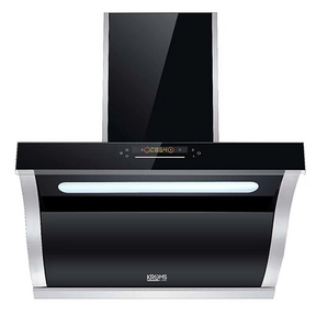 KromsLine KC-JYC-90-C-BK-IX Decorative Hood - 90cm Stainless Steel & Black Glass