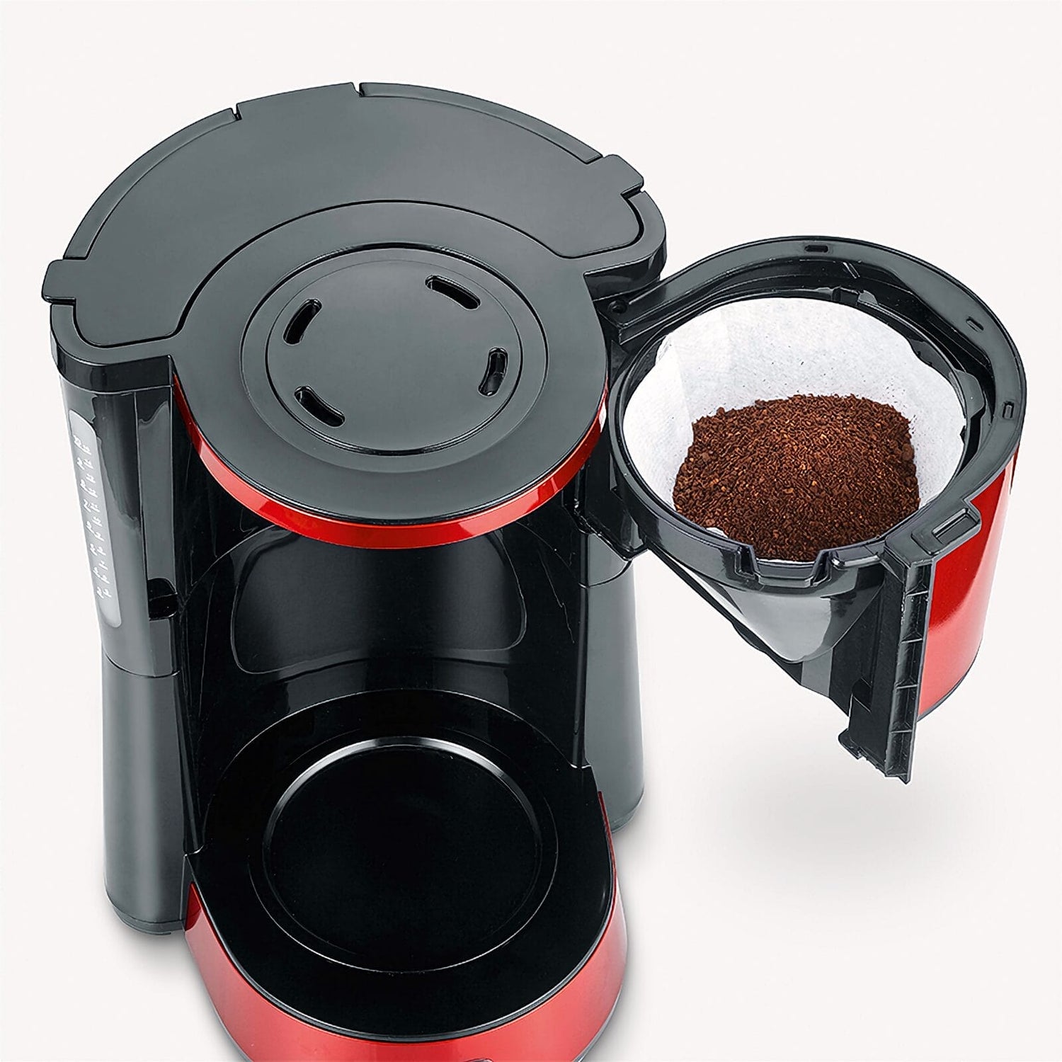 Severin KA 4817 Filter Coffee Maker - Red Glass 10-Cup with Automatic Shut-off