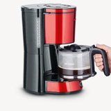 Severin KA 4817 Filter Coffee Maker - Red Glass 10-Cup with Automatic Shut-off